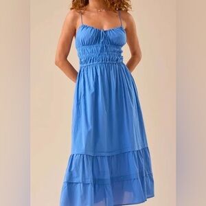 Chic Strapless Blue Dress